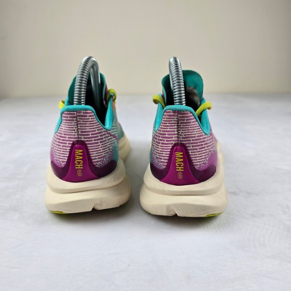 Hoka Mach 6 Kids Running Shoes Purple Pink Yellow Size 3.5 Kids - Picture 4 of 8